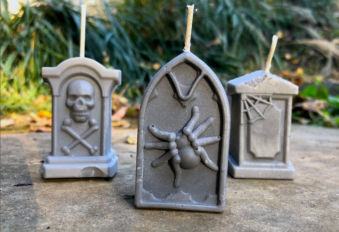 Decorative Grave Stone Candles set of 3 Etsy