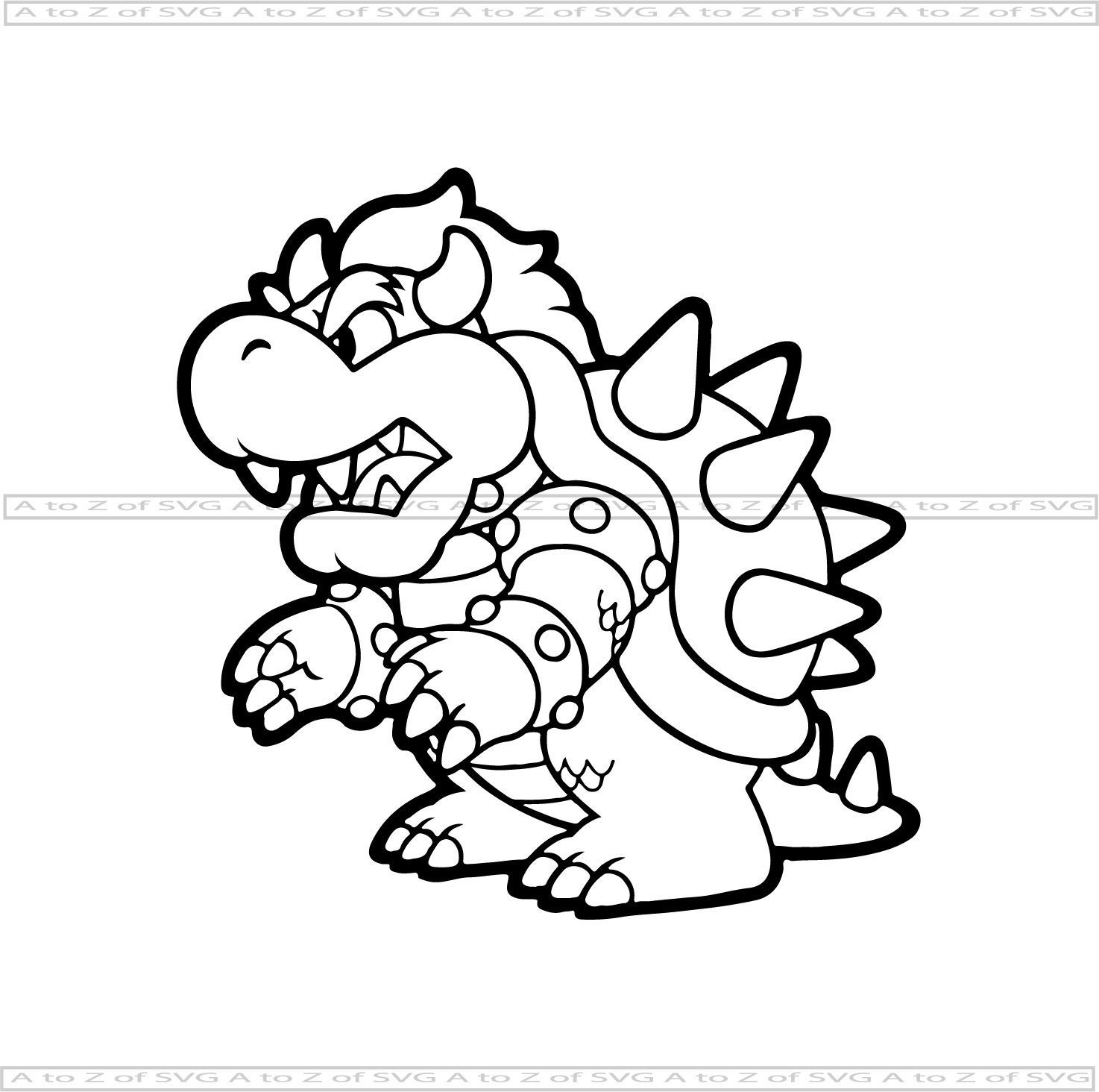 wallpapers Super Mario Bowser Svg bowser ganzkorper 2 super mario detaillierte silhouette umriss svg design logo png vektor clipart schneiden cricut bild design