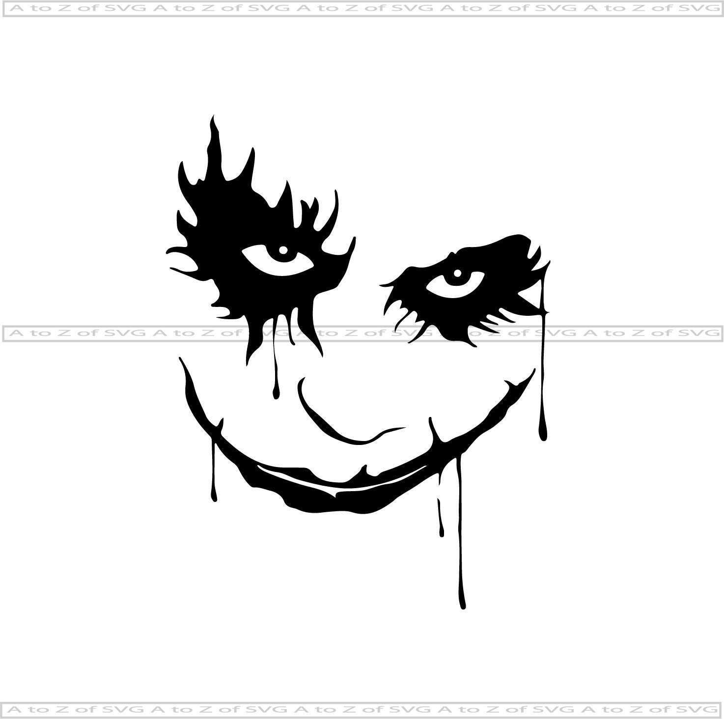 Joker Smile Batman Villain Evil Detailed Silhouette Outline Etsy