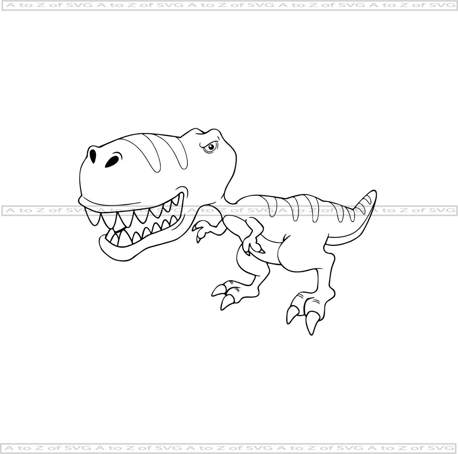 Cartoon Dinosaurier Dino T Rex detaillierte Silhouette Umriss | Etsy