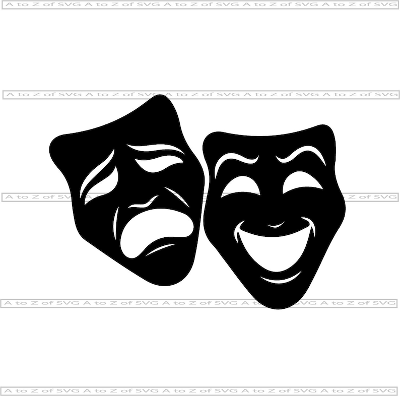 Theatre Musical Masks Drama Happy Sad Frown Smile Detailed Etsy