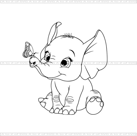 Download Dumbo Baby Elephant Butterfly Trunk Ears Flying Detailed Etsy