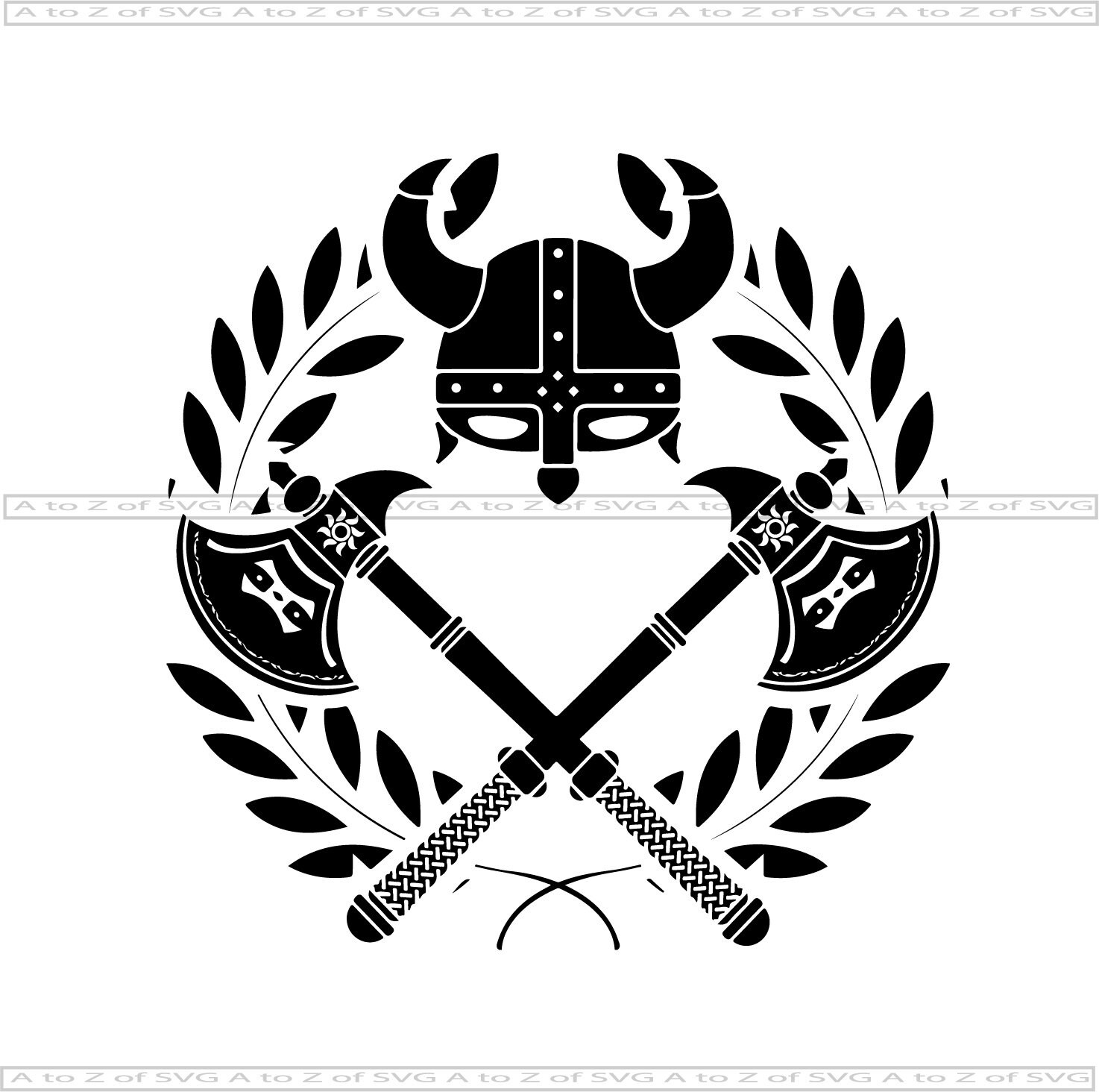 Viking Circle Crossed Axes Detailed Silhouette Cameo Outline Etsy UK