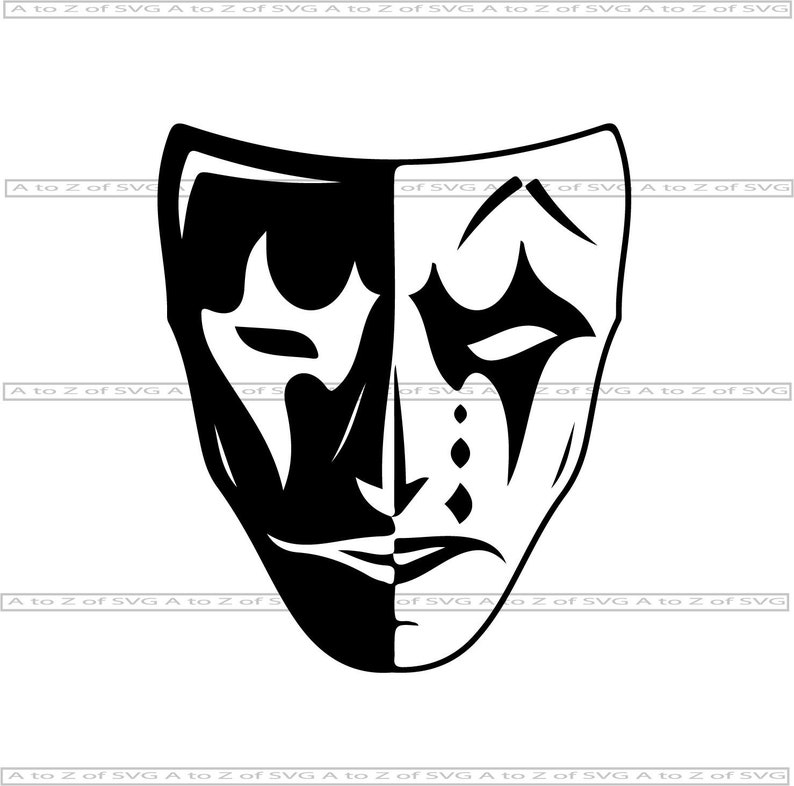 Theatre Mask Musical Drama Detailed Silhouette Outline Cameo Etsy