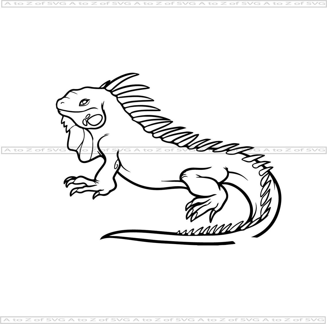 Iguana Lizard Animal Detailed Silhouette SVG Design Logo DXF | Etsy