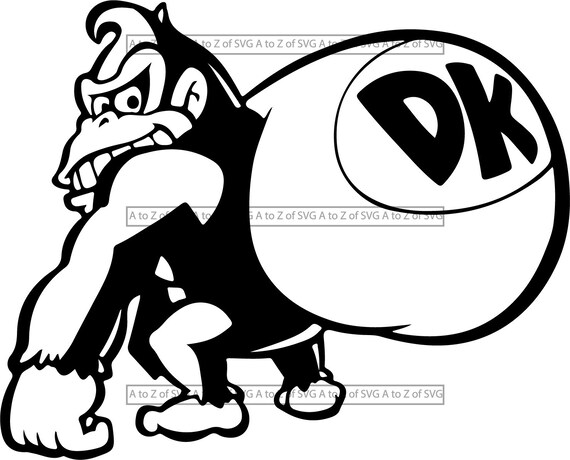 Download Donkey Kong Full Body Bag Detailed Silhouette Outline Svg Etsy