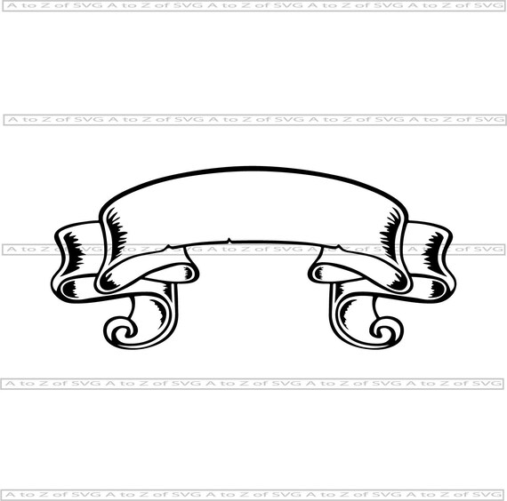 Banner Custom Ribbon Text Detailed Outline Silhouette Cameo Etsy