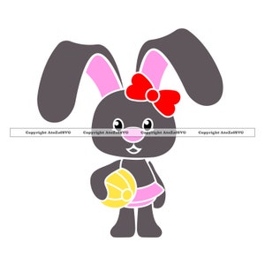 Cartoon Bunny Rabbit Easter Egg Animal Baby Cute Funny Hare Design Element Art SVG EPS Logo Png DXF Vector Clipart Cutting Cut Cricut