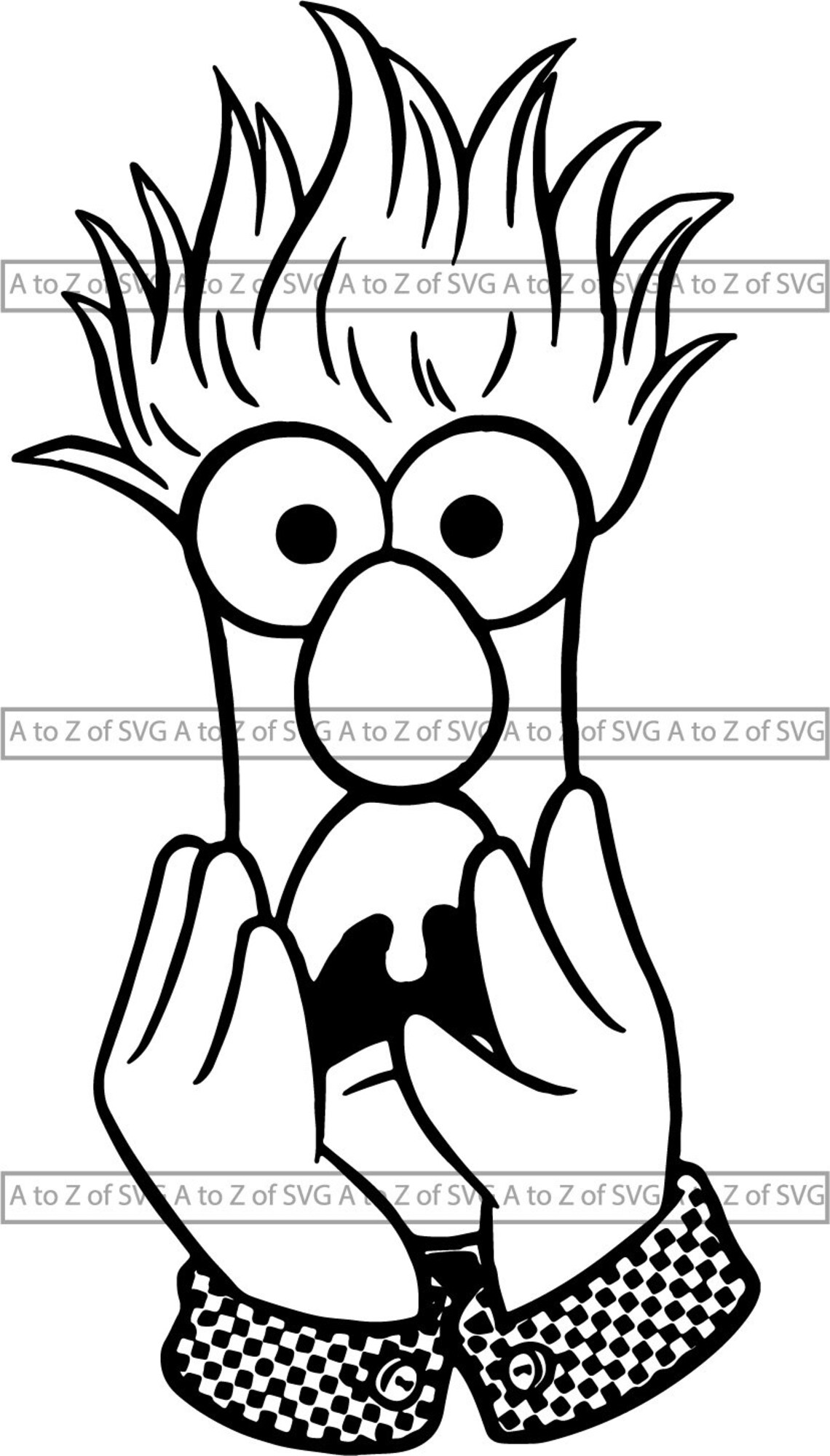 Beaker Muppets Surprised Body Detailed Silhouette Outline .SVG Etsy