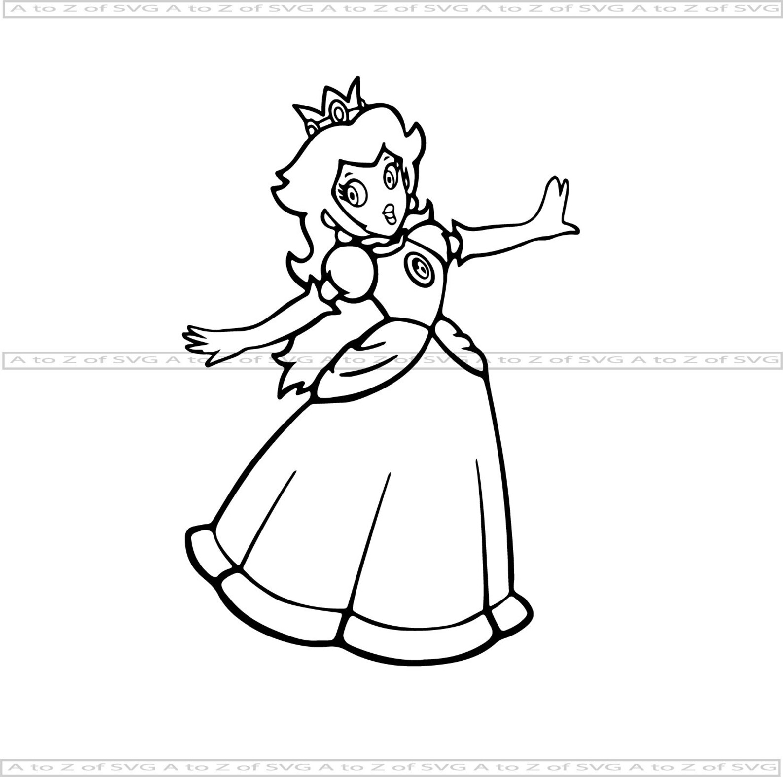 Princess Peach Super Mario Full Body Detailed Silhouette | Etsy