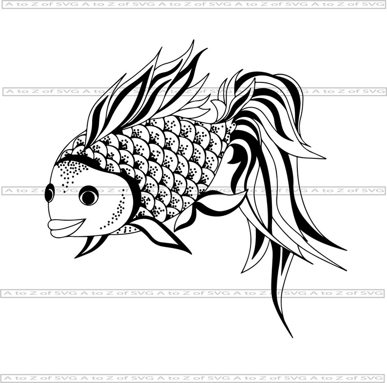 Download Goldfish Fish Carp Koi Pond Sea Detailed Outline ...