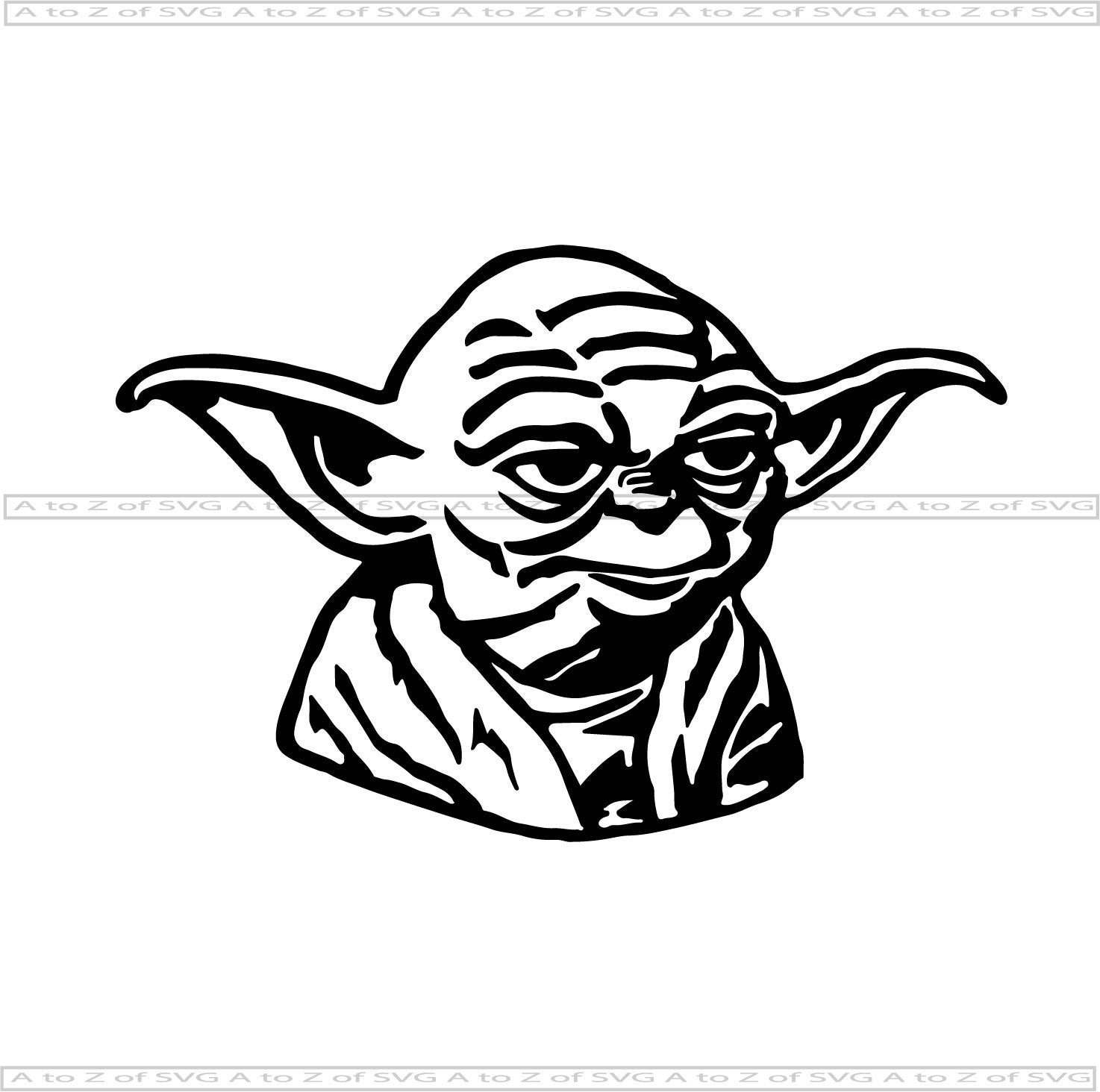 Yoda Face Star Wars Detailed Silhouette Outline Svg Design Etsy