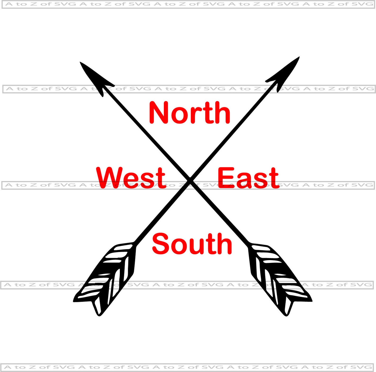 Compass North East South West Arrows Crossed Direction | Etsy