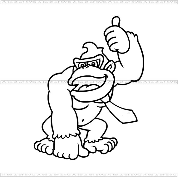 Download Donkey Kong Full Body Super Mario Ape Detailed Silhouette Etsy