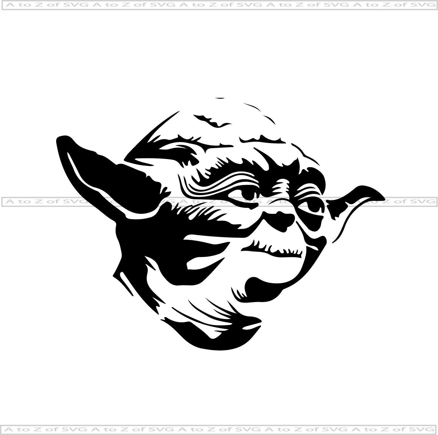 Download Yoda Face 2 Star Wars Detailed Silhouette Outline Svg Design Etsy