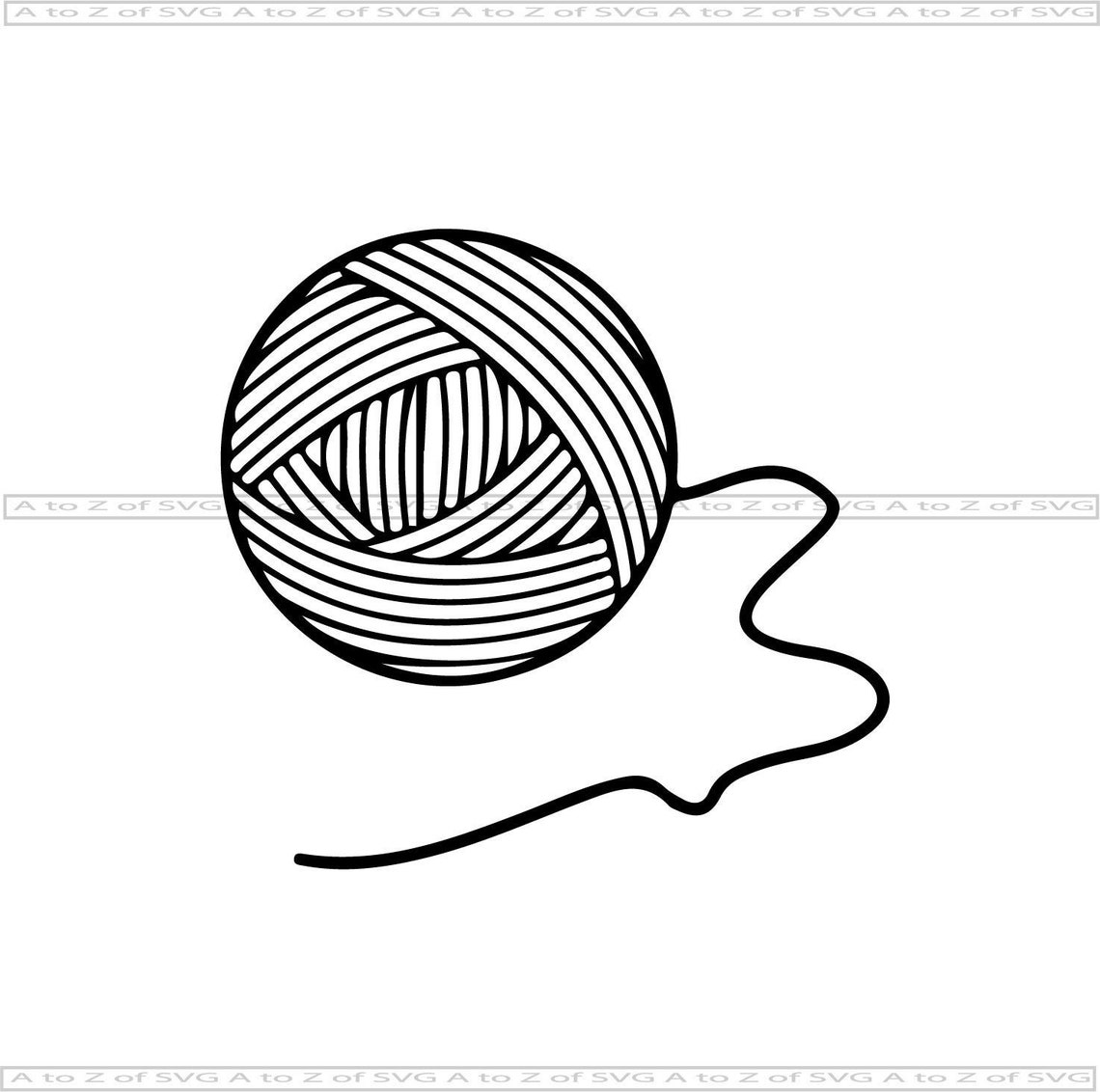 Yarn Ball Knitting Wool Sewing Detailed Silhouette Outline Etsy