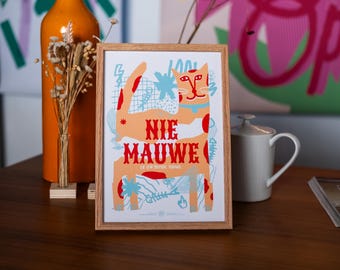 Grappige und bunte Katzen Druck mit Zitat