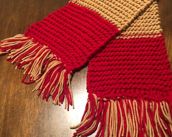 Red and Gold football Scarf. Kansas City Chiefs