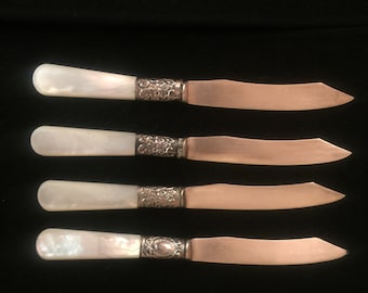 Vintage Mother of Pearl and Sterling Silver knives