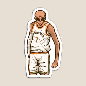 Victor Wembanyama Alien Cartoon Glossy Sticker (3”, Water Resistant) Laptop and Phone Decal