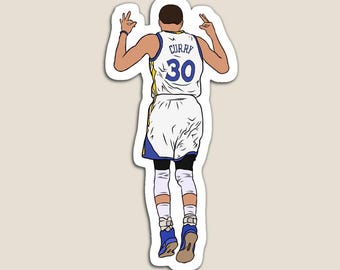 Stephen Curry 3-Point Celebration Glossy Sticker (3”, Water Resistant) Laptop and Phone Decal