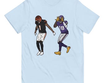 Camiseta juvenil Ja’Marr Chase y Justin Jefferson Griddy Tee Tallas para niños