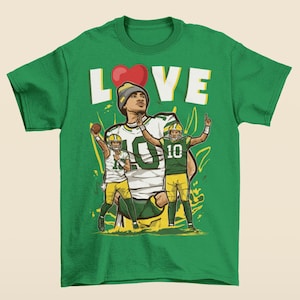 Jordan Love Heart Cartoon Style Green Bay T-Shirt