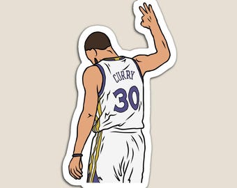Steph Curry 3-Point Celebration Glossy Sticker (3”, Water Resistant) Laptop and Phone Decal