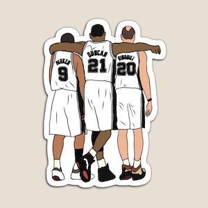 Tony, Tim & Manu Big 3 Glossy Sticker (3”, Water Resistant) Laptop and Phone Decal