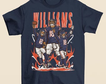 Caleb Williams t-shirt med tecknad stil i Chicago-fotboll