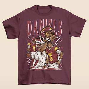T-shirt de football Jayden Daniels style dessin animé Washington
