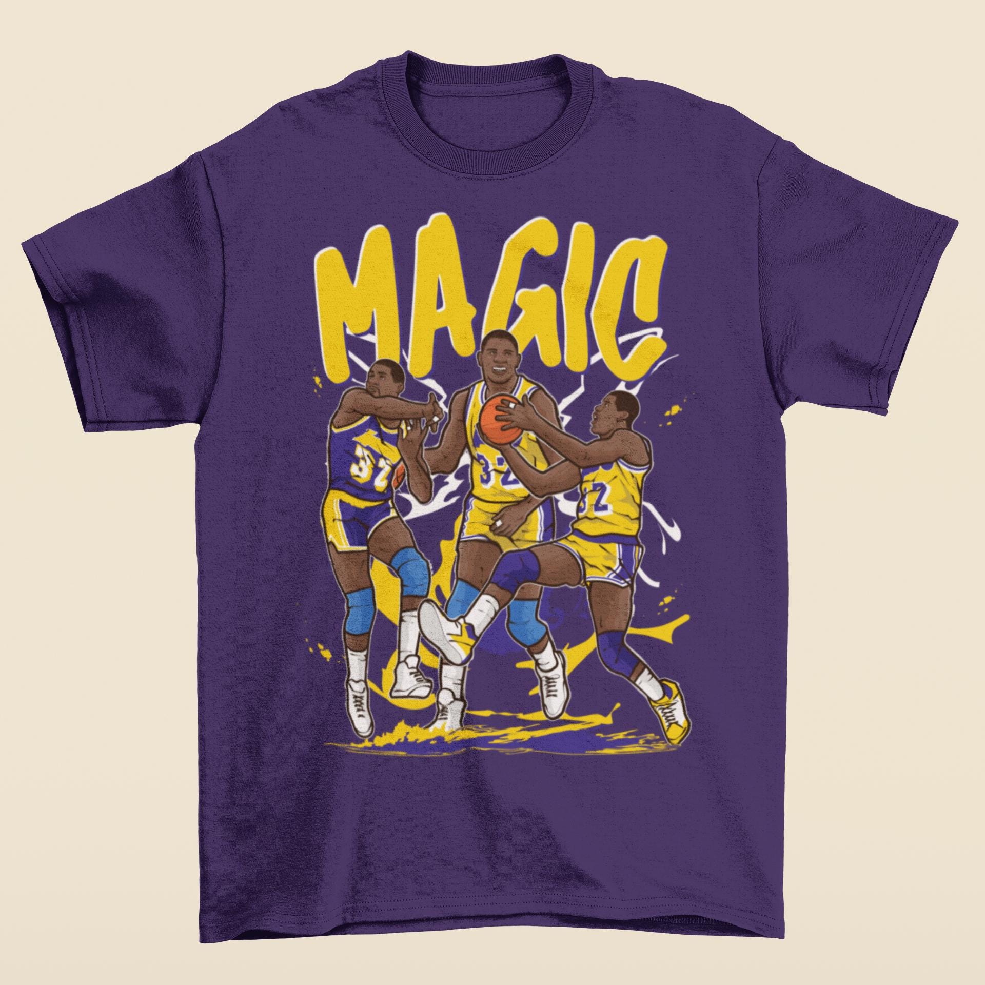 Magic Johnson Cartoon Style Los Angeles Basketball T-shirt - Etsy