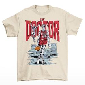 Camiseta estilo caricatura de esqueleto vintage de Julius Erving, el doctor