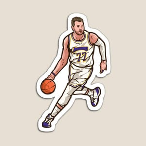 Luka Doncic Dribbling Cartoon Los Angeles Glossy Sticker (3”, Water Resistant) Laptop and Phone Decal