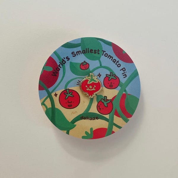 World's Smallest Tomato Enamel Pin
