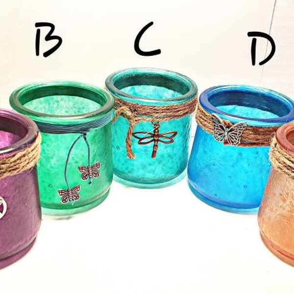 Small Colorful Sea Glass Jars With Twine And Charm. Don't forget to choose a charm *I am currently out of #2* Sorry for the inconvenience .