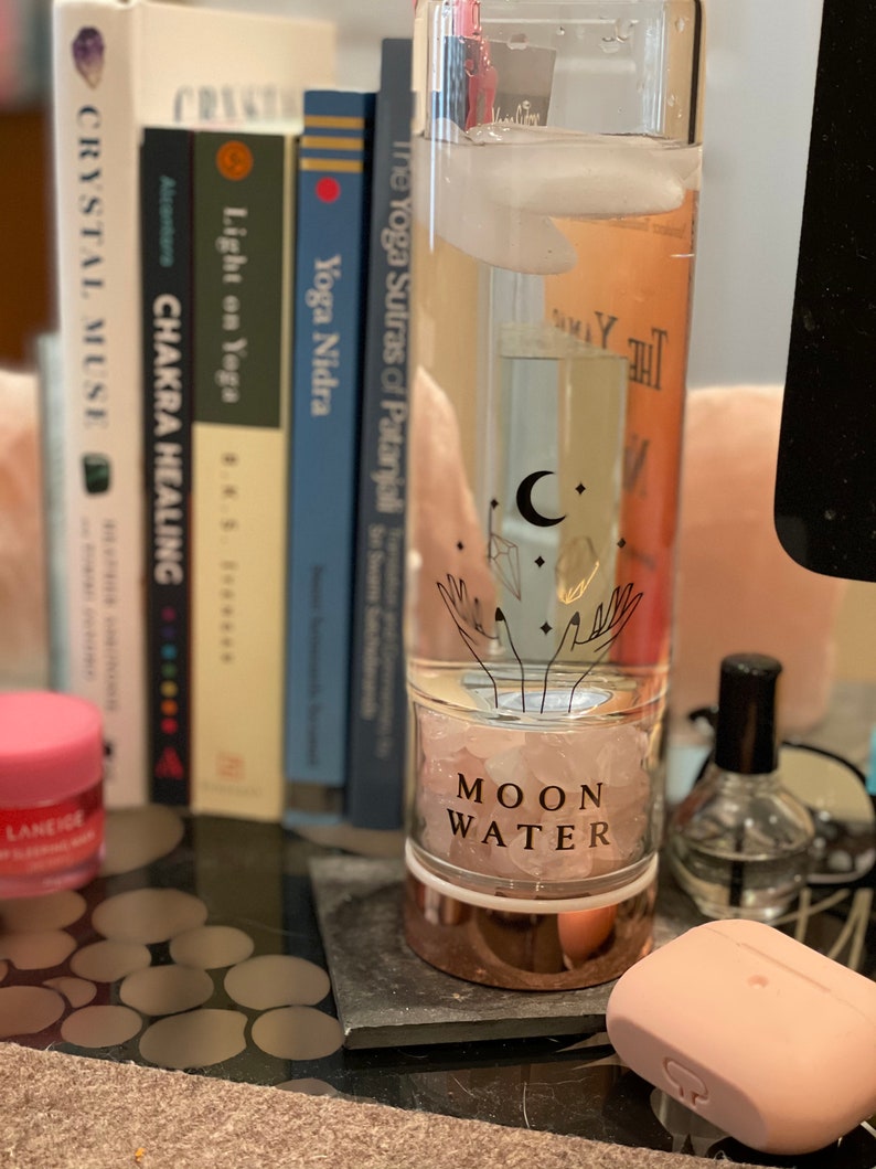 Rose Gold Stainless steel Crystal Moon Water Bottle image 3