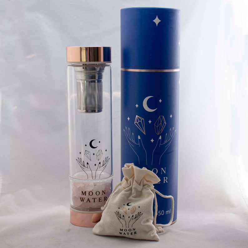 Rose Gold Stainless steel Crystal Moon Water Bottle image 1