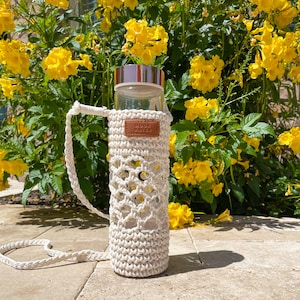 Cotton Macrame Moon Water Bottle Carrier