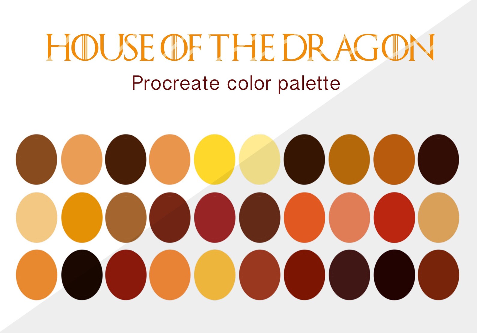 House of the Dragon Color Palette Color Swatches Procreate Etsy