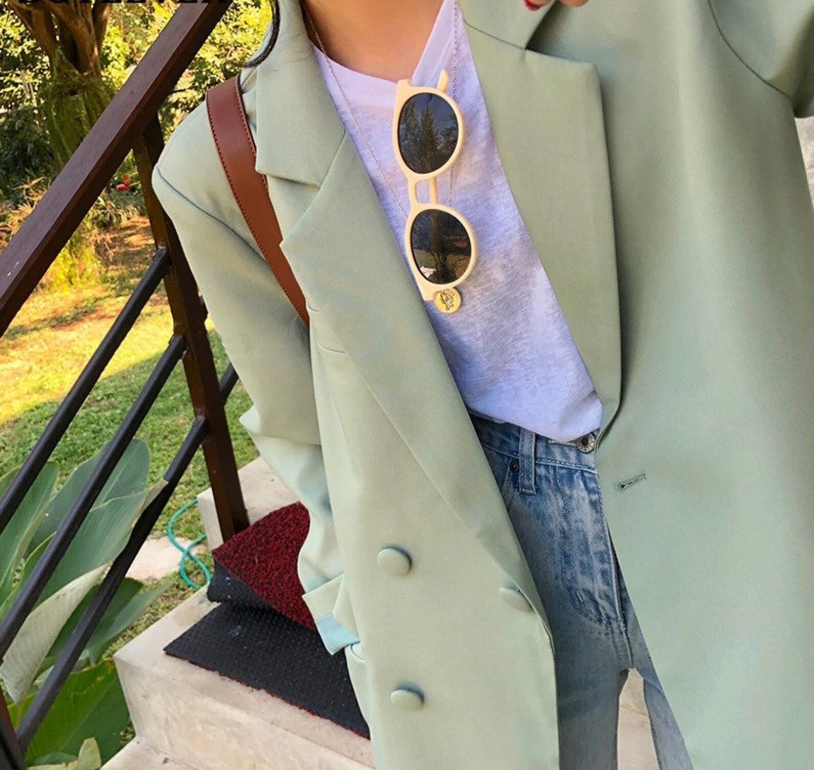 Chic Loose Light Green Women Blazer / Wool Blazer / 90s Blazer Etsy