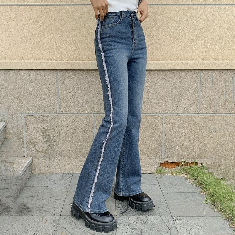 Y2K Blue Straight Leg Mom Jeans Women Vintage Aesthetic | Etsy