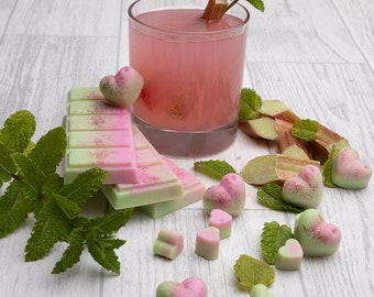 Rhubarb & Mint Scented Rapeseed and Coconut Wax Melts | Snap Bar | Heart | Mini Heart