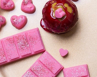 Frosted Candy Apple Scented Rapeseed & Coconut Wax Melts | Snap Bar | Heart | Mini Heart