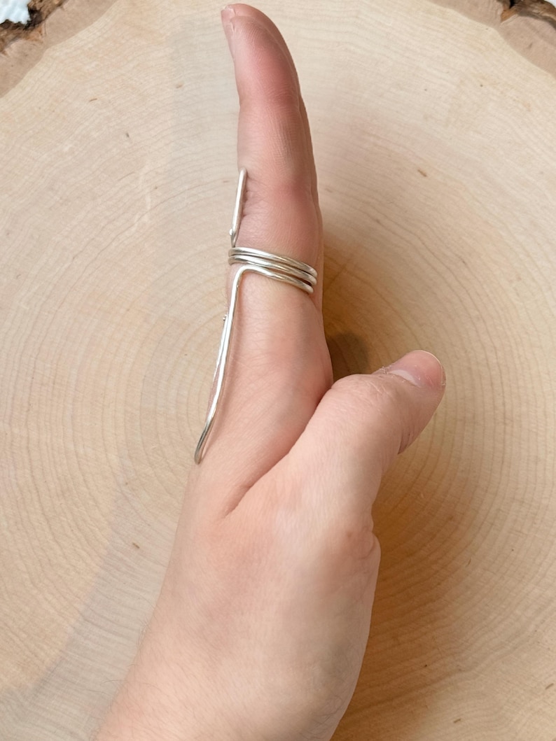 MCP Ring Splint | Finger Splint For MCP Joint Stabilization | EDS | Arthritis | Trigger Finger | Handmade Rings | 940 Silver image 3
