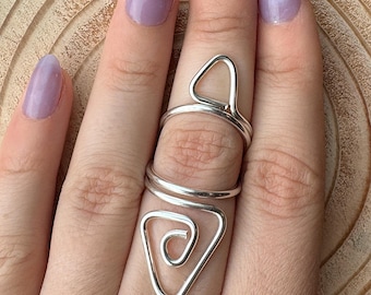 Geometric Swan Ring | Finger splint for EDS/Arthritis | Joint stabilization for Hypermobility | Swan Deformity | Sterling Silver