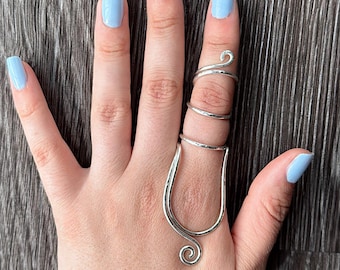 MCP+PIP Ring Splint | Sterling Silver | Finger splint for EDS/Arthritis | Hypermobility | Swan Deformity