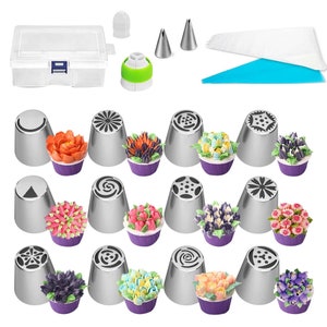 Russian Decorating Nozzle Set Cake Decoration supplies Tools Kitchen DIY Piping Cream Reusable Kit tips gift for her image 1