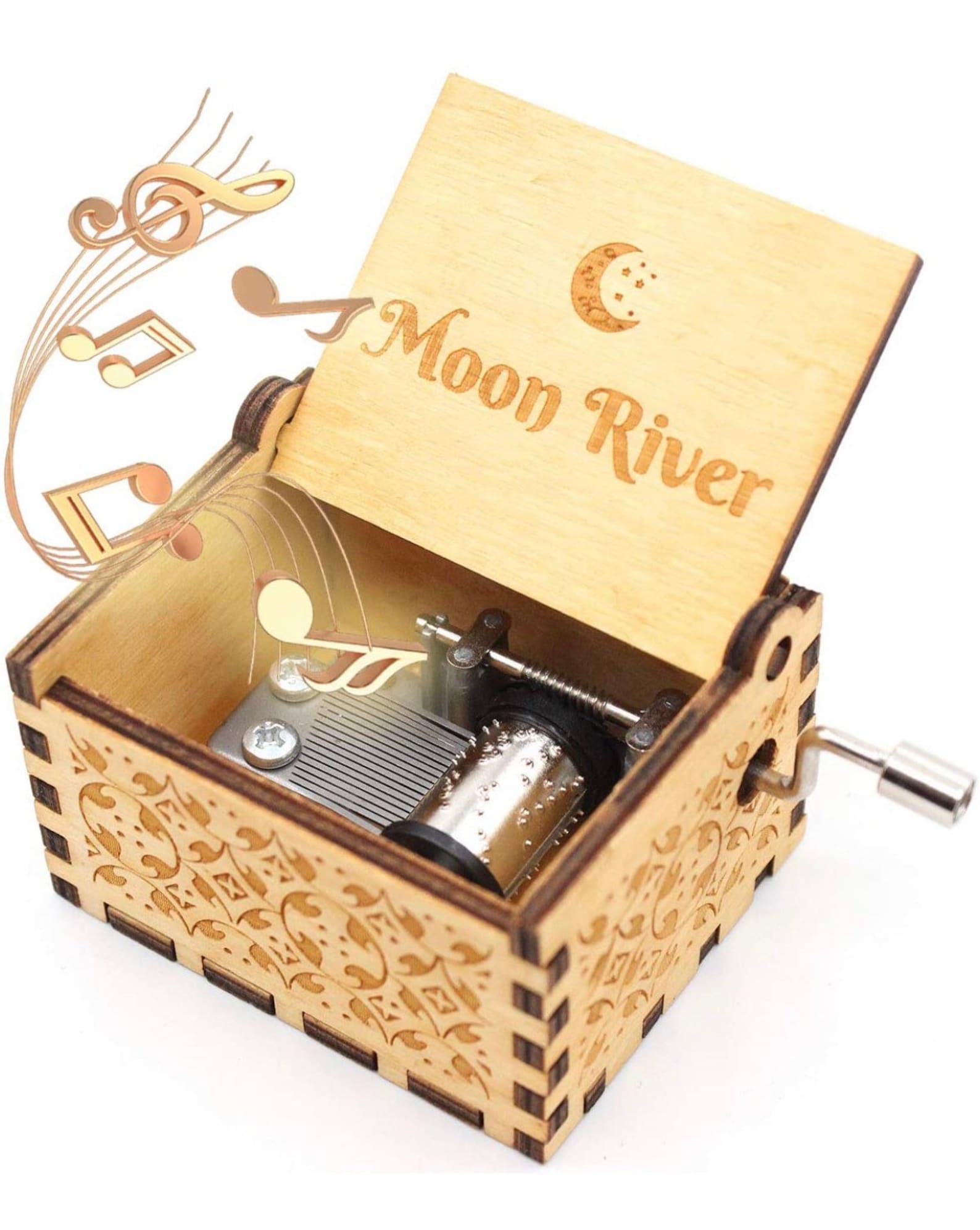 Holz Spieluhr Mit Gravur - Kurbelbetriebene Musikbox Happy Birthday