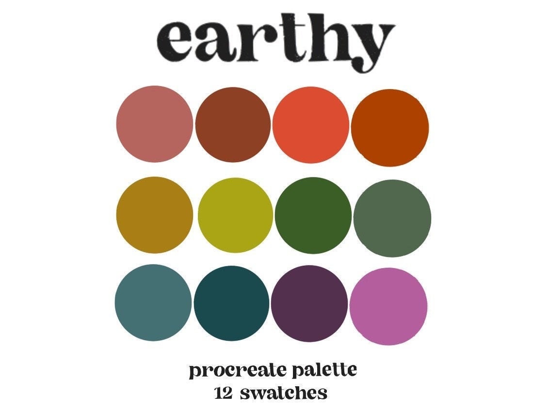 Paleta terrosa para Procreate – 12 muestras de color naturales (descarga digital instantánea)
